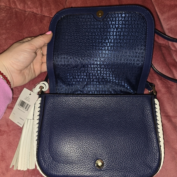 Kate Spade Davi Carleton Street blue and white leather crossbody NWT - Picture 3 of 4